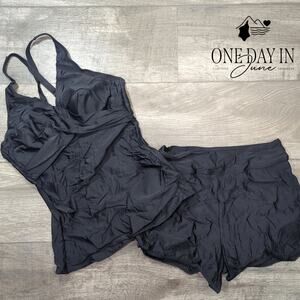 Tempt Me Cross Front Boyshort Tankini Swimsuit Size S